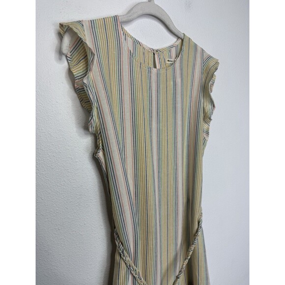 Marine Layer Sz M Laney Mini Dress Beachy Stripe Linen Blend Sleeveless Rainbow - Picture 6 of 14